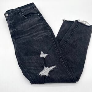 OLD NAVY Black Jeans, Distressed  High Rise Skinny, Size 14